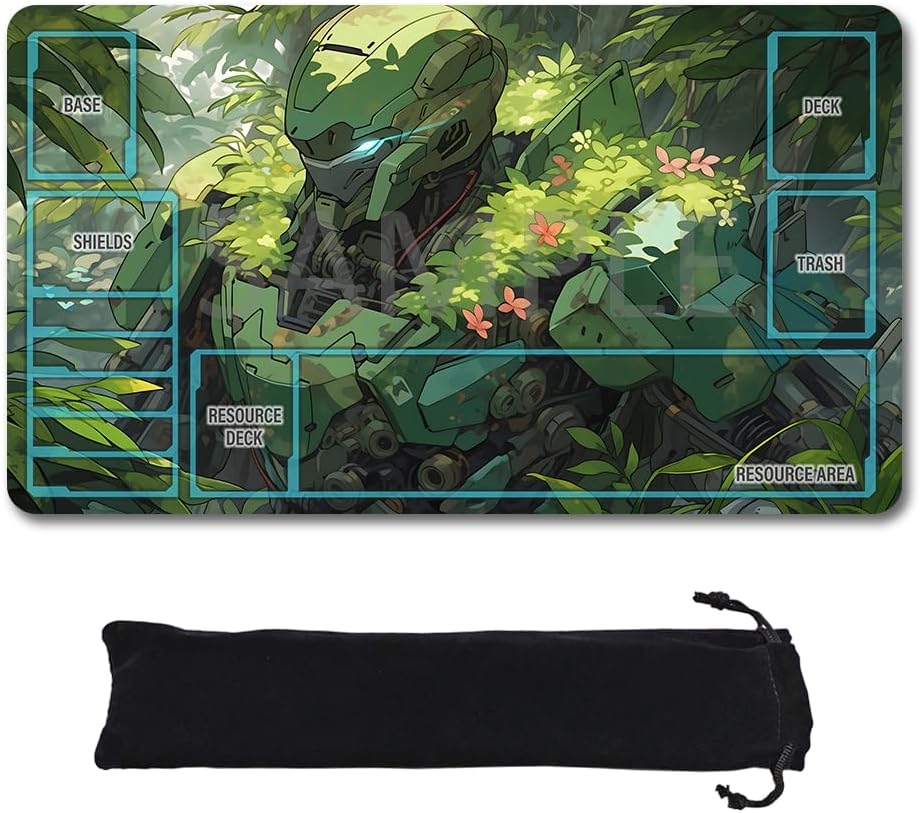 GCG Playmats with Zones - 24"x14" Unofficial GCG Card Game Mat New Player Gundam Playmat  Compatible TCG Player Include Storage Bag (GAODA (15)-Zone)