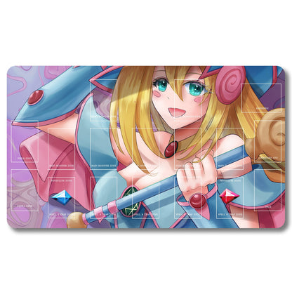 Board Game Black Magician Girl Playmat- Yugioh Size 23.6X13.7in Play mats Compatible for TCG OCG CCG Trading Card Game