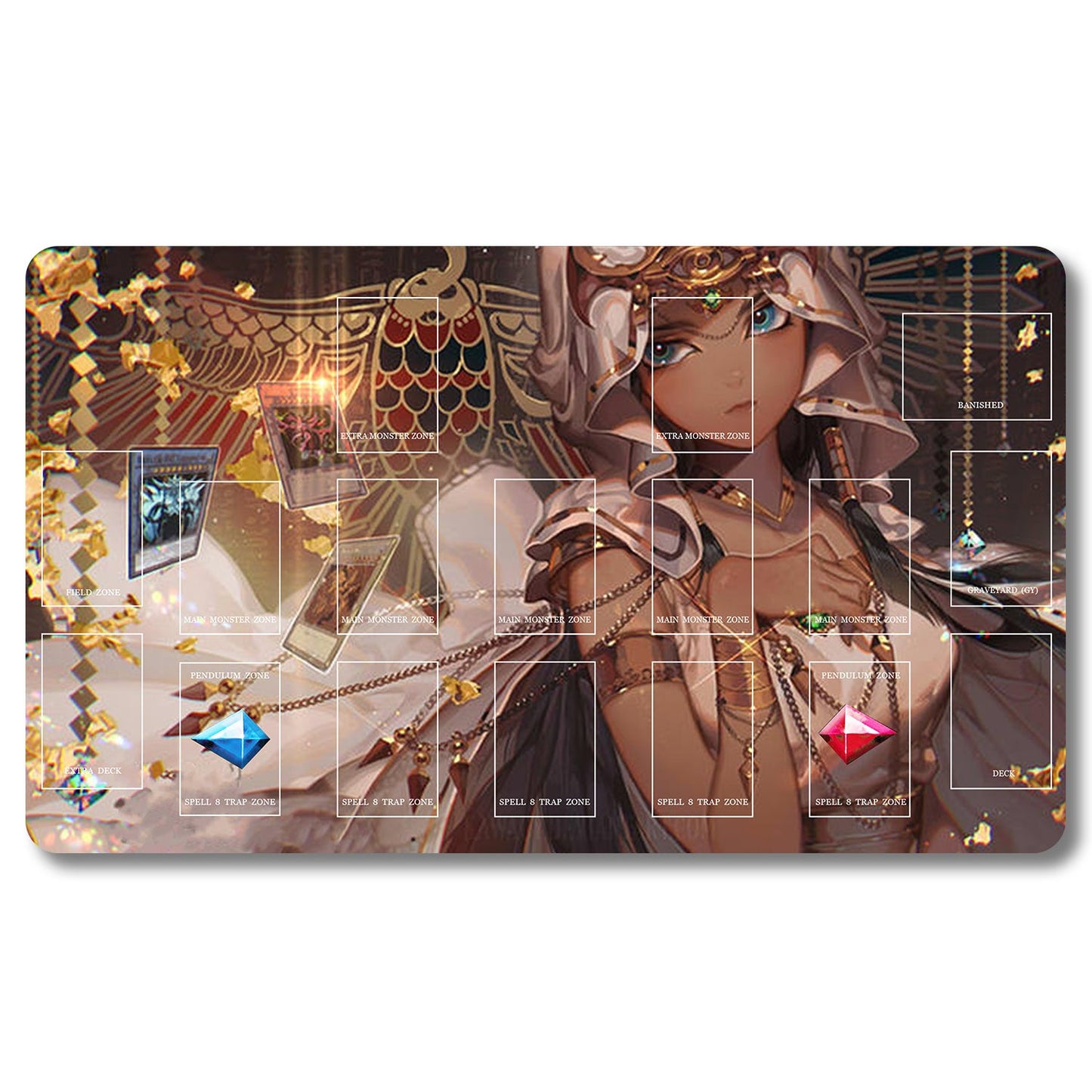 YUGIOH Ishizu Ishtar Playmat - Yugioh Size 23.6X13.7in Play mats Compatible for TCG OCG CCG Trading Card Game