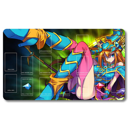 Board Game Dark Magician Girl Playmat - Yugioh Size 23.6X13.7in Play mats Compatible for TCG OCG CCG Trading Card Game