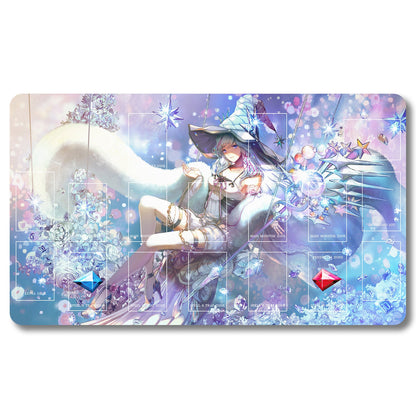 Board Game Silent Magician Playmat - Yugioh Size 23.6X13.7in Play mats Compatible for TCG OCG CCG Trading Card Game