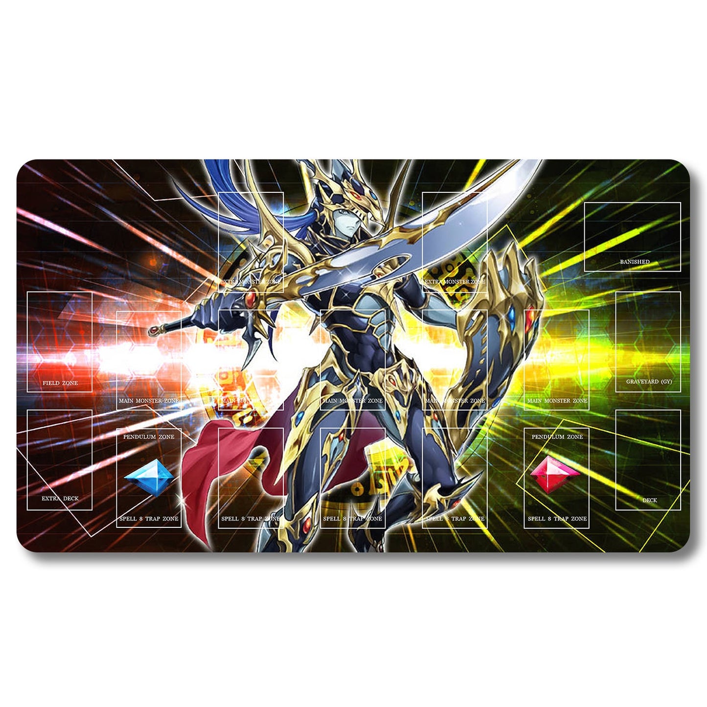 YUGIOH Black Luster Soldier Playmat - Yugioh Size 23.6X13.7in Play mats Compatible for TCG OCG CCG Trading Card Game