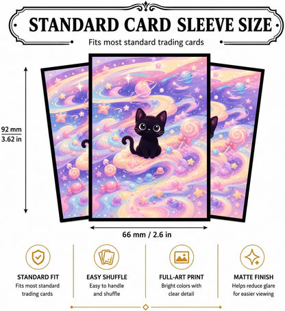 MTG Card Sleeves Matte -100 PCS Trading Card Game, Size 2.6 x 3.6 inches, Suitable for All TCG Card Games Protective (Cosmic Purrs)