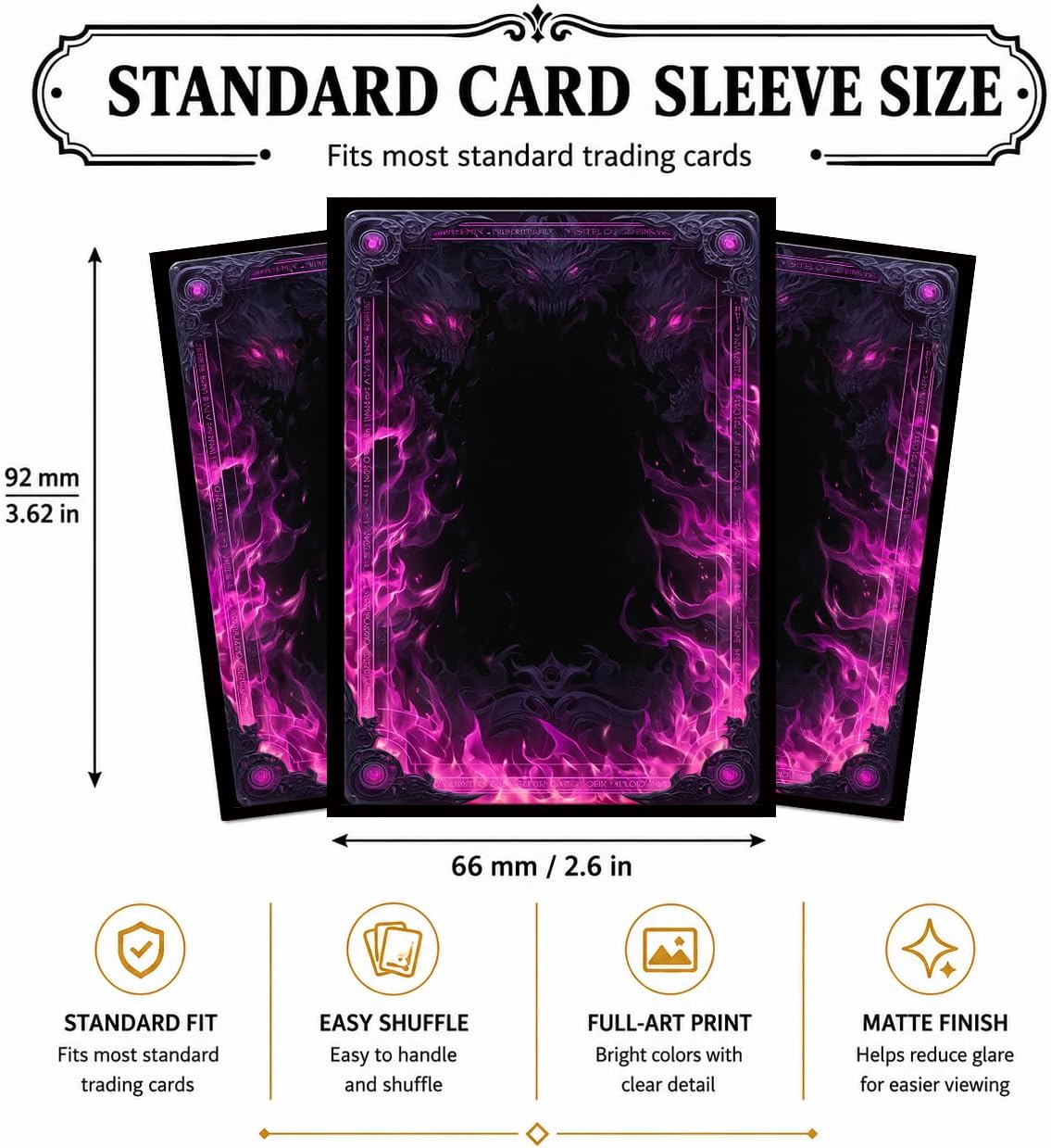 MTG Card Sleeves Matte -100 PCS Trading Card Game, Size 2.6 x 3.6 inches, Suitable for All TCG Card Games Protective (Abyssal Flame)