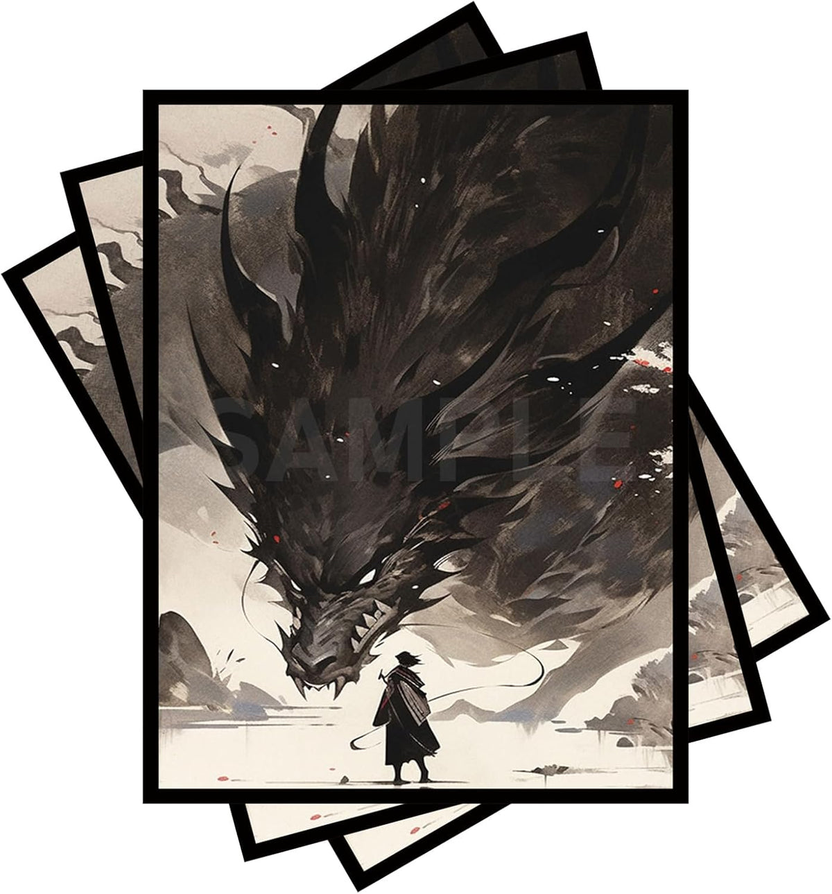 100 PCS TCG/MTG Card Sleeves, Sleeves Size is 2.6 x 3.6 in Applicable to OCG CCG DTCG PTCG, Fit Standard Size Cards (Black Dragon)