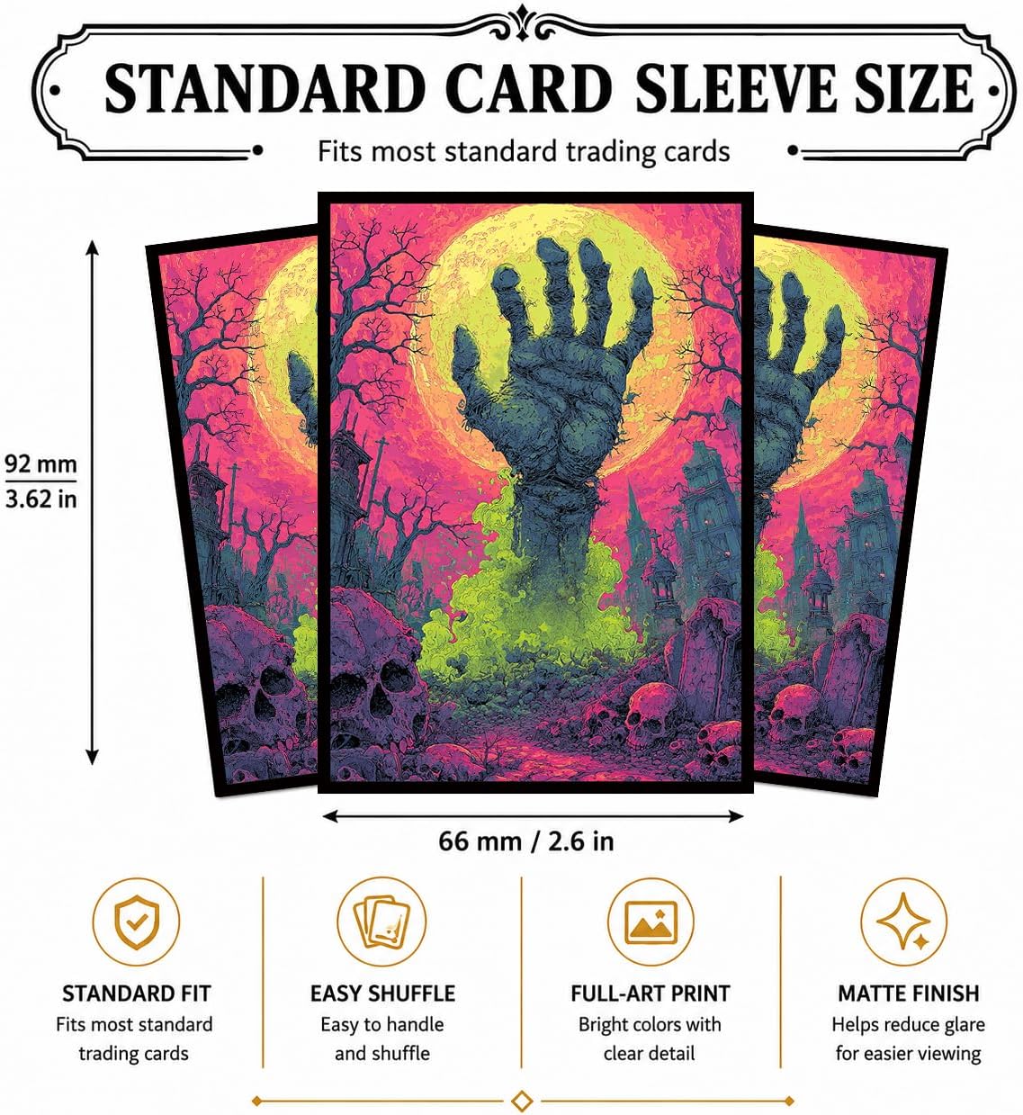 MTG Card Sleeves Matte -100 PCS Trading Card Game, Size 2.6 x 3.6 inches, Suitable for All TCG Card Games Protective (Undead Grave)