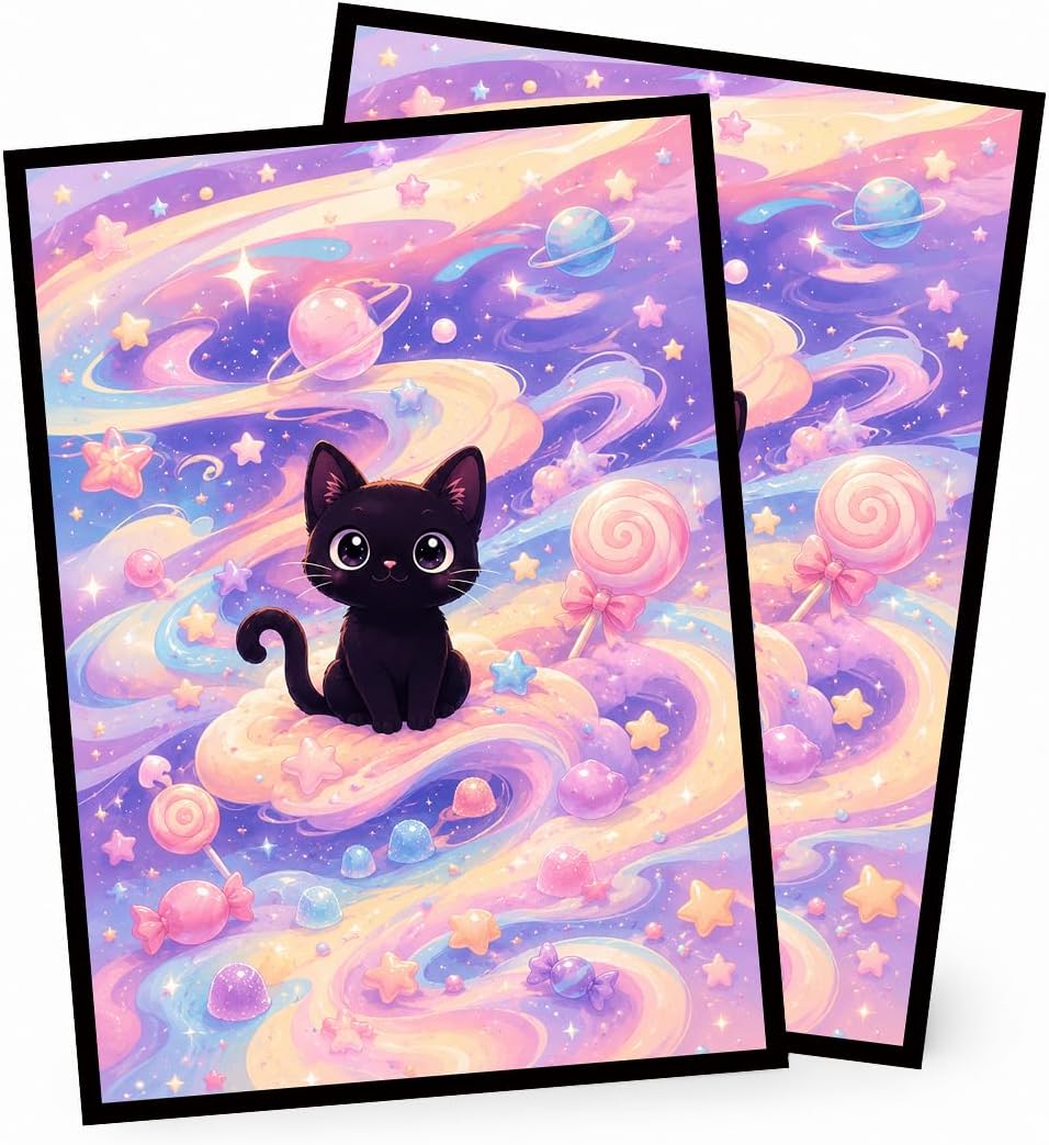 MTG Card Sleeves Matte -100 PCS Trading Card Game, Size 2.6 x 3.6 inches, Suitable for All TCG Card Games Protective (Cosmic Purrs)