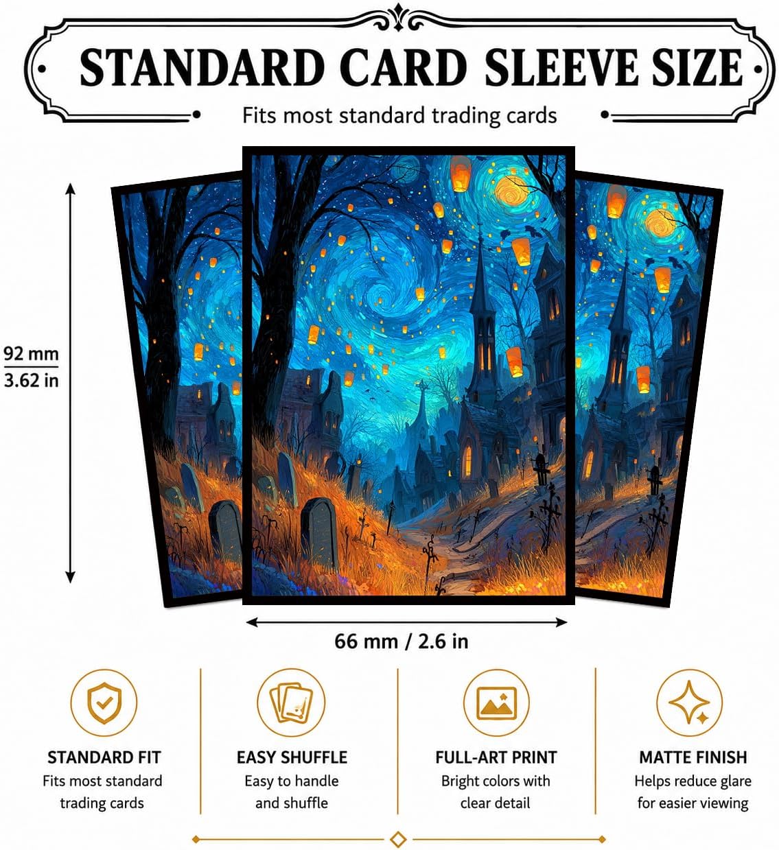 MTG Card Sleeves Matte -100 PCS Trading Card Game, Size 2.6 x 3.6 inches, Suitable for All TCG Card Games Protective (Starlit Path)