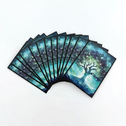 100 PCS TCG/MTG Card Sleeves, Matte Back Anti-Slip & Easy Shuffling Applicable to OCG CCG DTCG PTCG, 2.6 x 3.6 in Standard Size Cards (Tree)