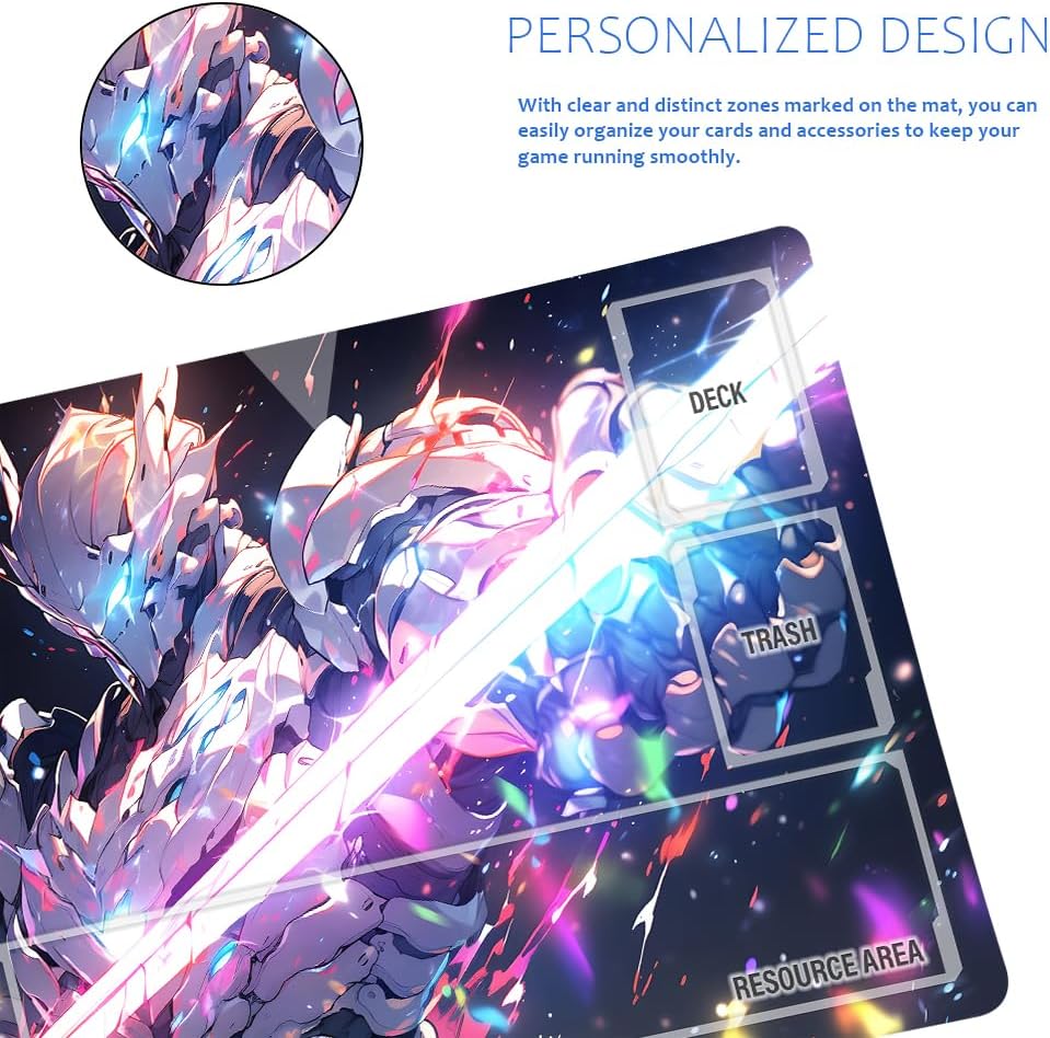 GCG Playmats with Zones - 24"x14" Unofficial GCG Card Game Mat New Player Gundam Playmat  Compatible TCG Player Include Storage Bag (GAODA (11)-Zone)