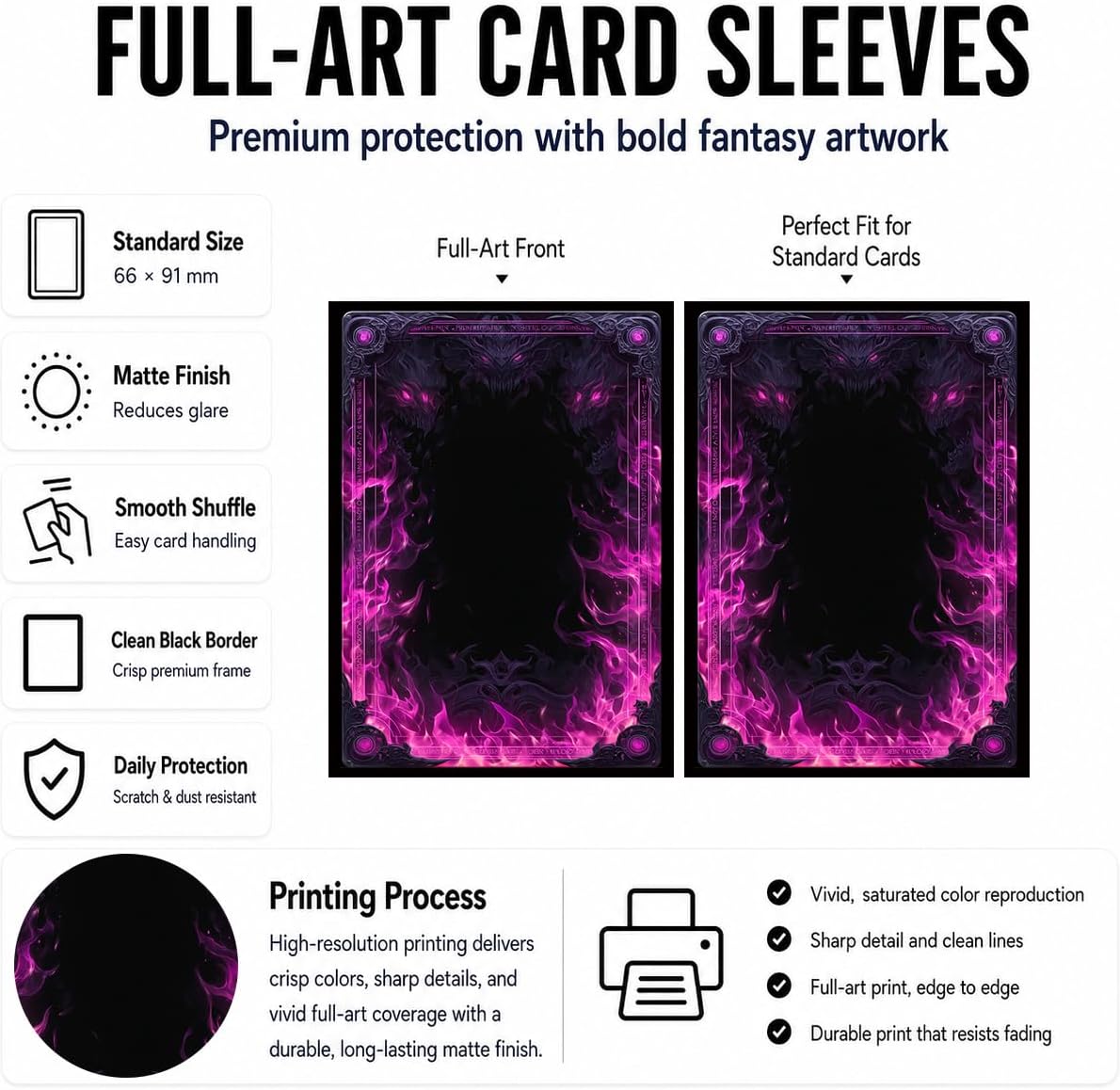 MTG Card Sleeves Matte -100 PCS Trading Card Game, Size 2.6 x 3.6 inches, Suitable for All TCG Card Games Protective (Abyssal Flame)