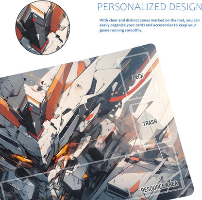GCG Playmats with Zones - 24"x14" Unofficial GCG Card Game Mat New Player Gundam Playmat  Compatible TCG Player Include Storage Bag (GAODA (7)-Zone)