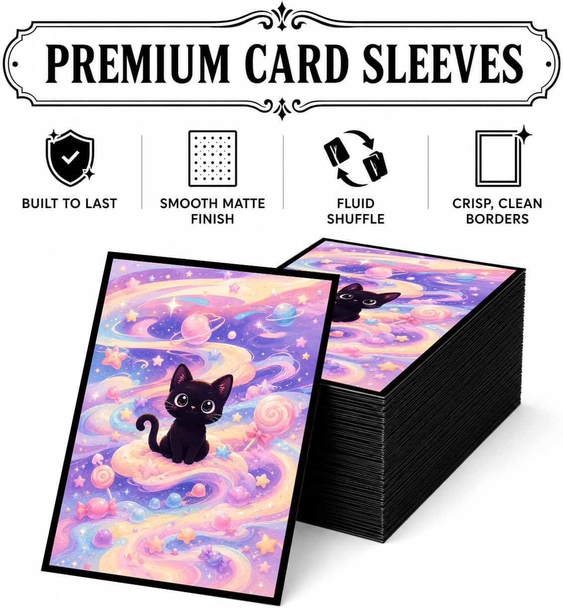 MTG Card Sleeves Matte -100 PCS Trading Card Game, Size 2.6 x 3.6 inches, Suitable for All TCG Card Games Protective (Cosmic Purrs)