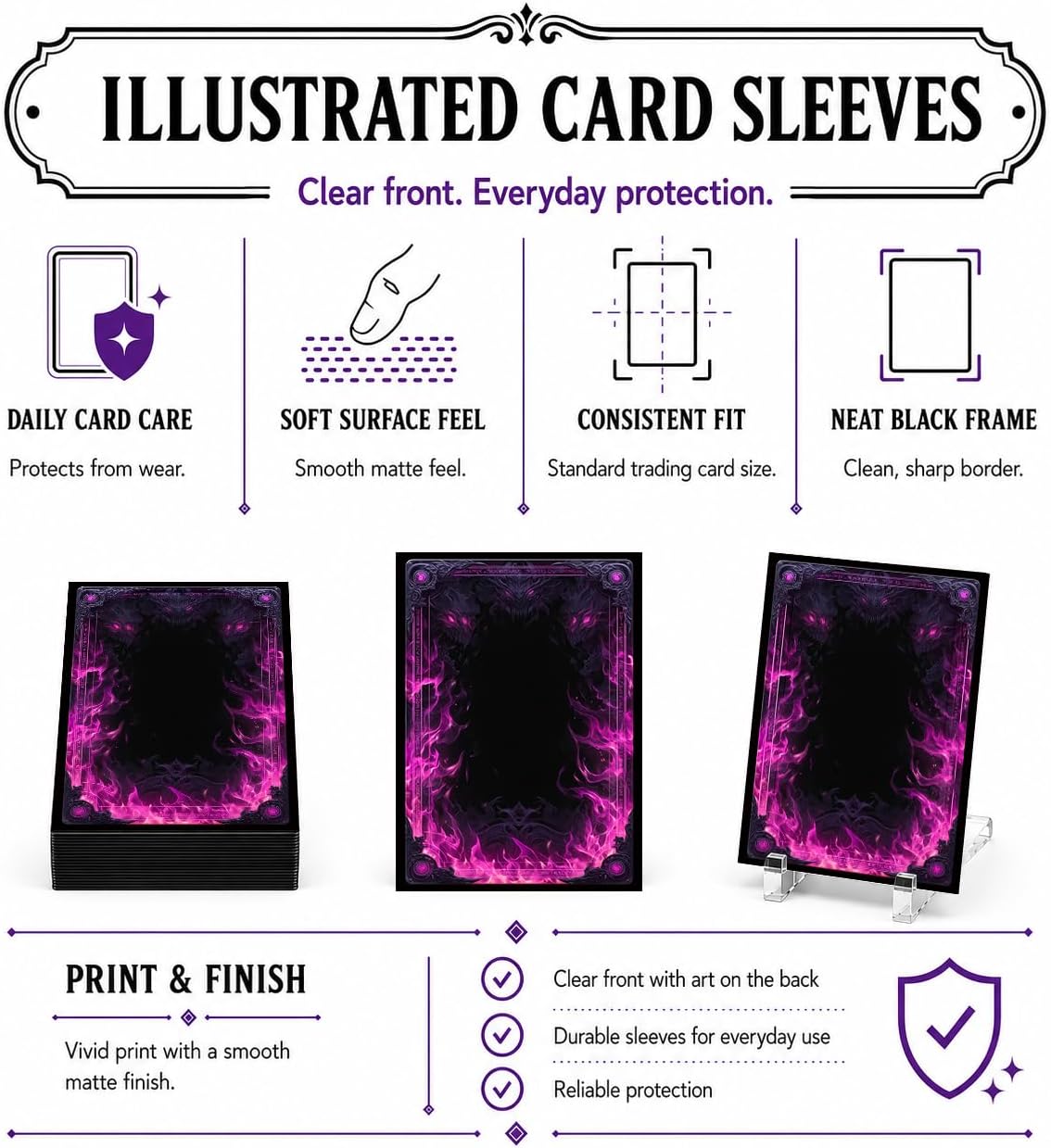 MTG Card Sleeves Matte -100 PCS Trading Card Game, Size 2.6 x 3.6 inches, Suitable for All TCG Card Games Protective (Abyssal Flame)