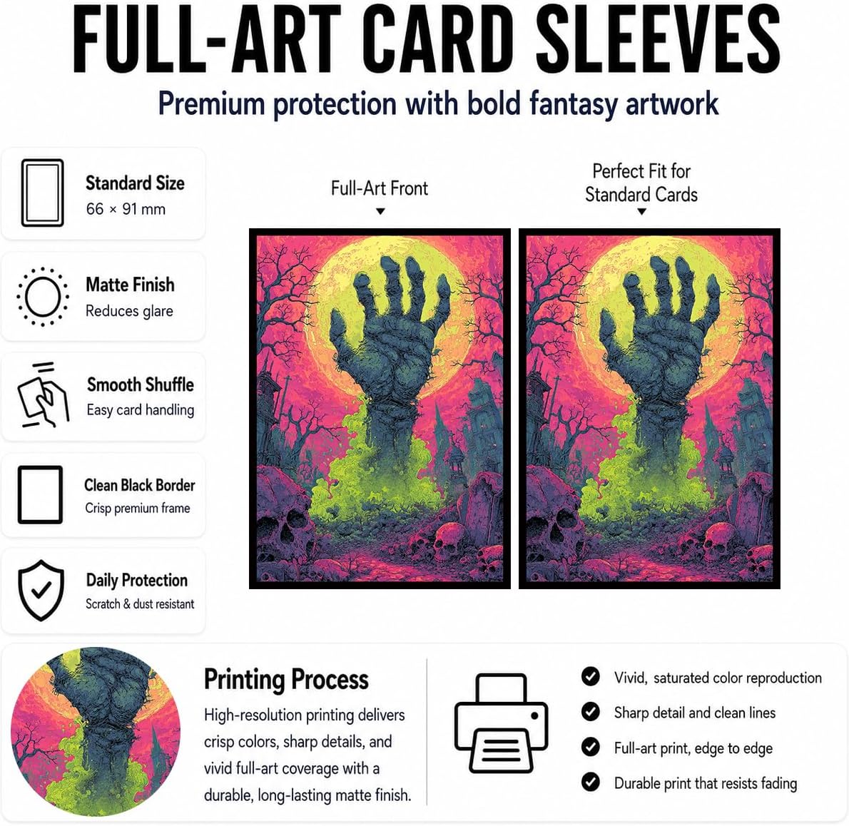 MTG Card Sleeves Matte -100 PCS Trading Card Game, Size 2.6 x 3.6 inches, Suitable for All TCG Card Games Protective (Undead Grave)