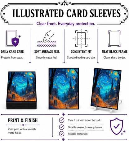 MTG Card Sleeves Matte -100 PCS Trading Card Game, Size 2.6 x 3.6 inches, Suitable for All TCG Card Games Protective (Starlit Path)