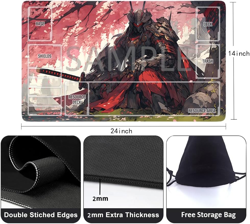 GCG Playmats with Zones - 24"x14" Unofficial GCG Card Game Mat New Player Gundam Playmat  Compatible TCG Player Include Storage Bag (GAODA (12)-Zone)