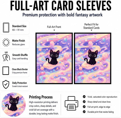 MTG Card Sleeves Matte -100 PCS Trading Card Game, Size 2.6 x 3.6 inches, Suitable for All TCG Card Games Protective (Cosmic Purrs)