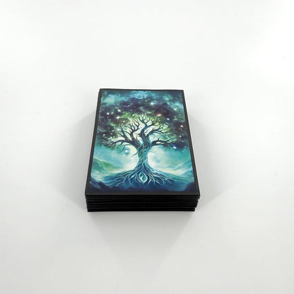 100 PCS TCG/MTG Card Sleeves, Matte Back Anti-Slip & Easy Shuffling Applicable to OCG CCG DTCG PTCG, 2.6 x 3.6 in Standard Size Cards (Tree)