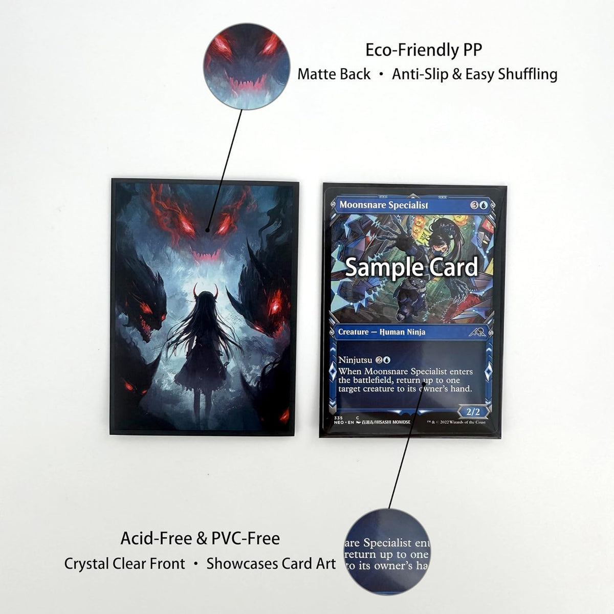 100 PCS TCG/MTG Card Sleeves, Matte Back Anti-Slip & Easy Shuffling Applicable to OCG CCG DTCG PTCG, 2.6 x 3.6 in Standard Size Cards (Demonic Holy Maiden)