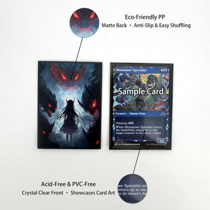 100 PCS TCG/MTG Card Sleeves, Matte Back Anti-Slip & Easy Shuffling Applicable to OCG CCG DTCG PTCG, 2.6 x 3.6 in Standard Size Cards (Demonic Holy Maiden)