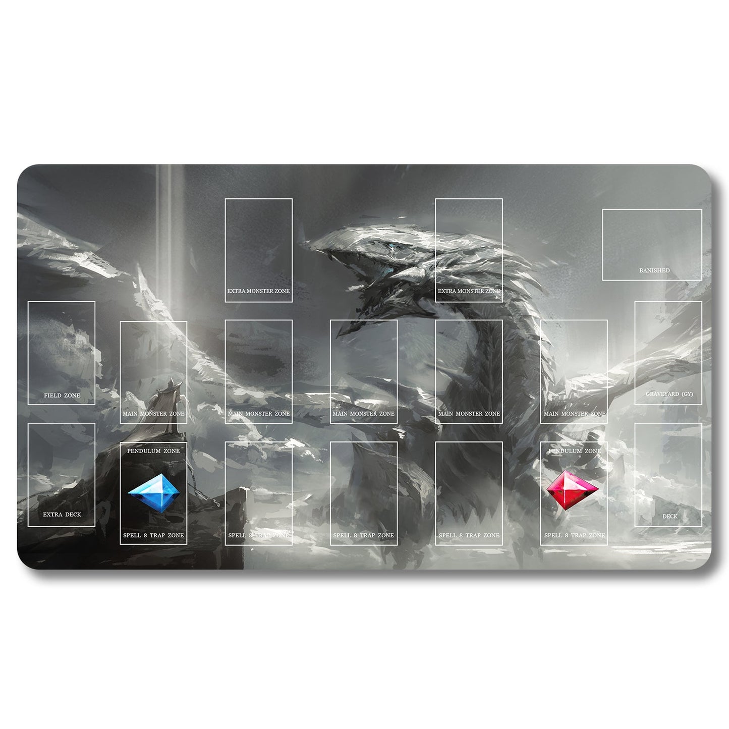 YUGIOH Blue-Eyes White Dragon Playmat- Yugioh Size 23.6X13.7in Play mats Compatible for TCG OCG CCG Trading Card Game