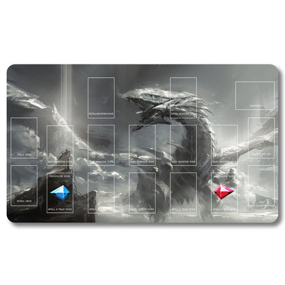 YUGIOH Blue-Eyes White Dragon Playmat- Yugioh Size 23.6X13.7in Play mats Compatible for TCG OCG CCG Trading Card Game