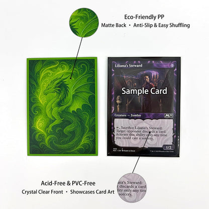100 PCS TCG/MTG Card Sleeves, Matte Back Anti-Slip & Easy Shuffling Applicable to OCG CCG DTCG PTCG, 2.6 x 3.6 in Standard Size Cards (Forest Warden)
