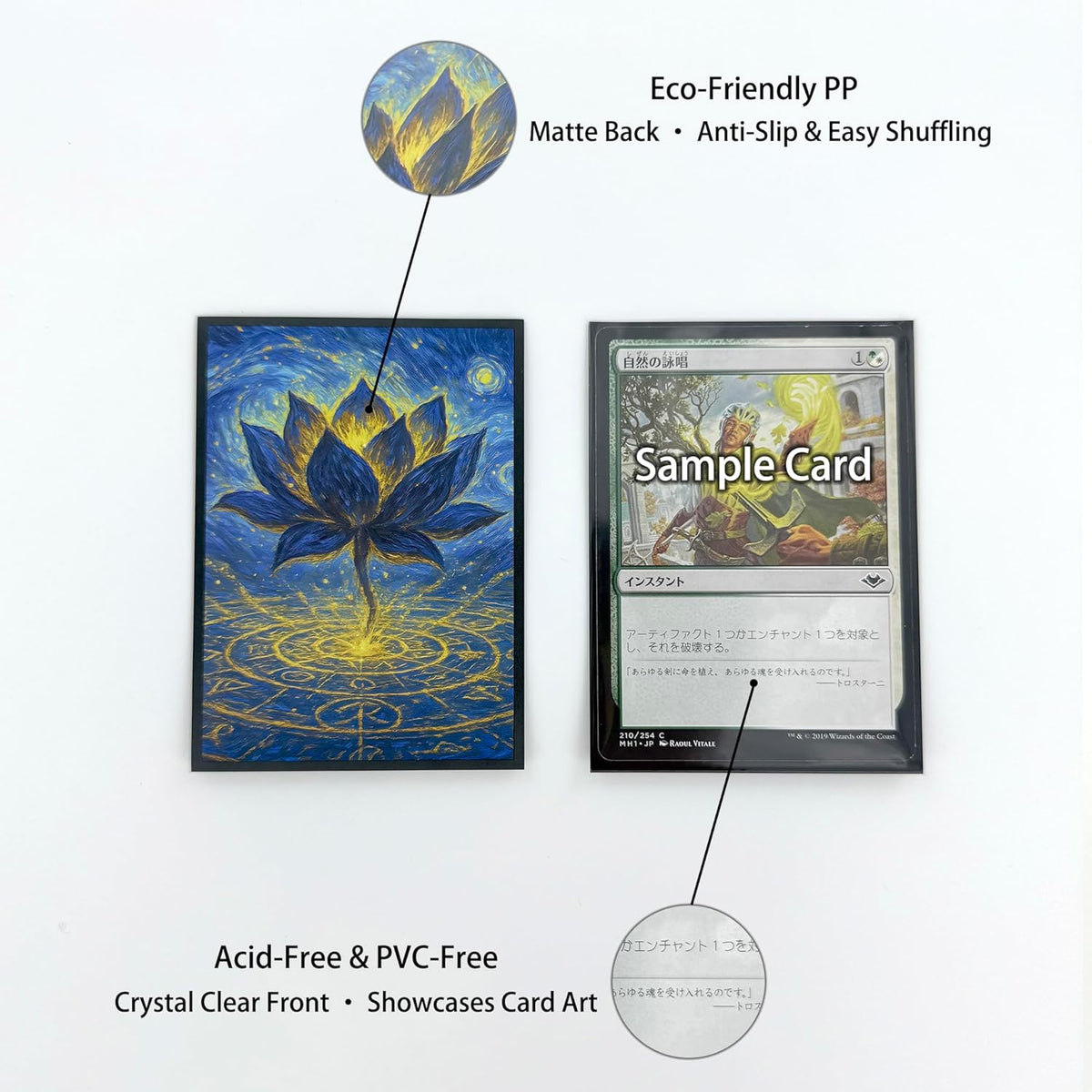 100 PCS TCG/MTG Card Sleeves, Matte Back Anti-Slip & Easy Shuffling Applicable to OCG CCG DTCG PTCG, 2.6 x 3.6 in Standard Size Cards (Summon The Black Lotus)