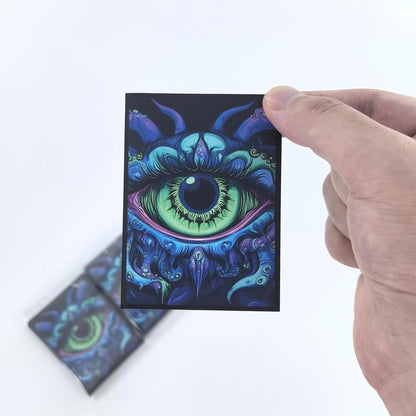 100 PCS TCG/MTG Card Sleeves, Matte Back Anti-Slip & Easy Shuffling Applicable to OCG CCG DTCG PTCG, 2.6 x 3.6 in Standard Size Cards (Eye)