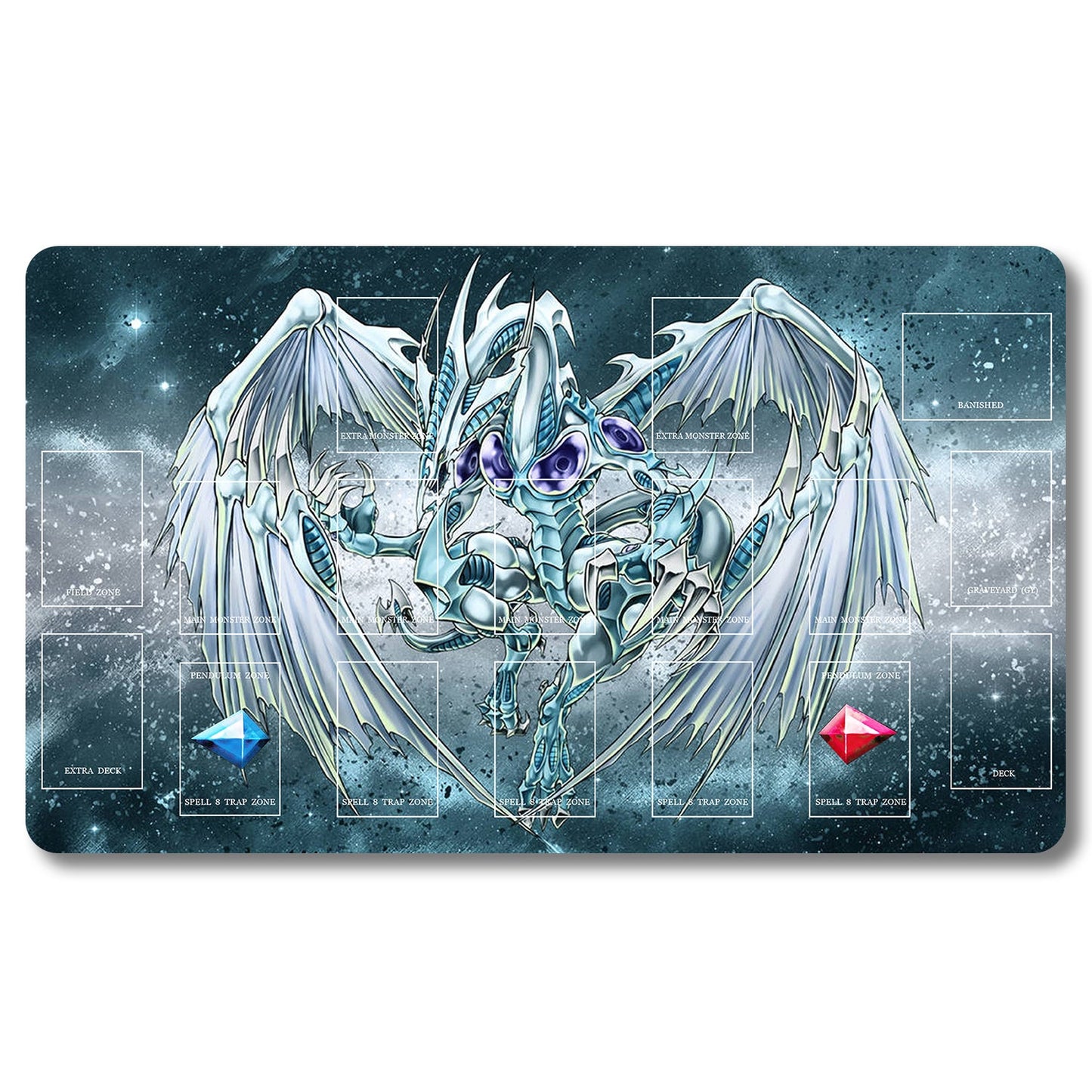YUGIOH Blue-Eyes White Dragon Playmat- Yugioh Size 23.6X13.7in Play mats Compatible for TCG OCG CCG Trading Card Game