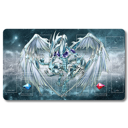 YUGIOH Blue-Eyes White Dragon Playmat- Yugioh Size 23.6X13.7in Play mats Compatible for TCG OCG CCG Trading Card Game