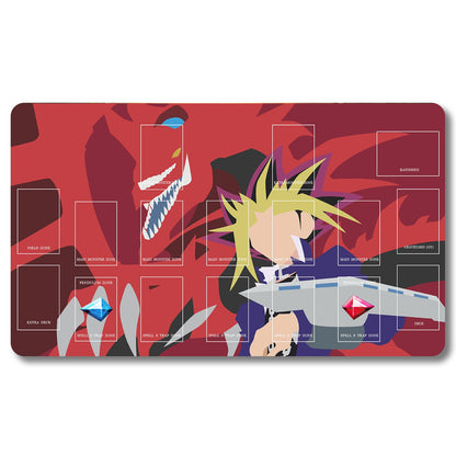 Board Game Yugi Muto Playmat - Yugioh Size 23.6X13.7in Play mats Compatible for TCG OCG CCG Trading Card Game