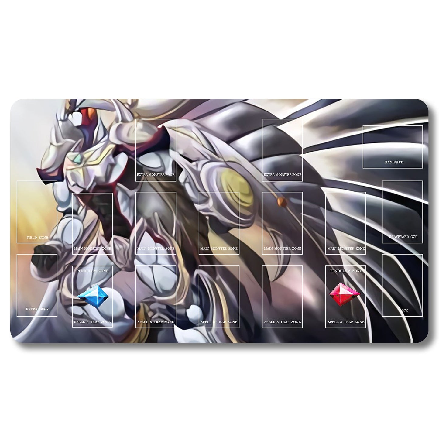Board Game Elemental HERO Shining Neos Wingman Playmat - Yugioh Size 23.6X13.7in Play mats Compatible for TCG OCG CCG Trading Card Game