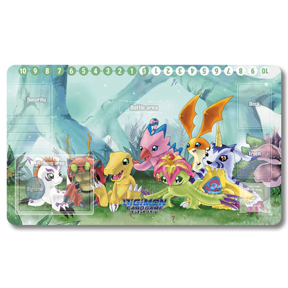 Board Game Agumon Piyomon Playmat - Digimon Size 23.6X13.7in Play mats Compatible for TCG DTCG CCG Trading Card Game