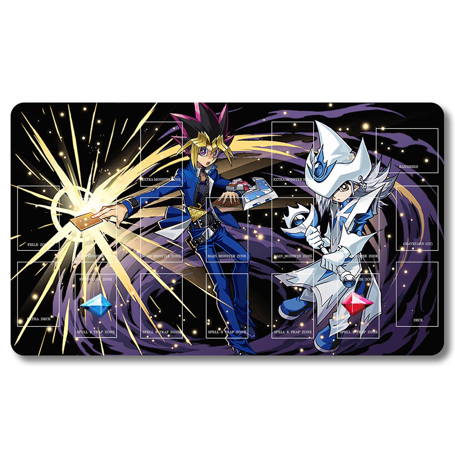 Board Game Yugi Muto Playmat - Yugioh Size 23.6X13.7in Play mats Compatible for TCG OCG CCG Trading Card Game