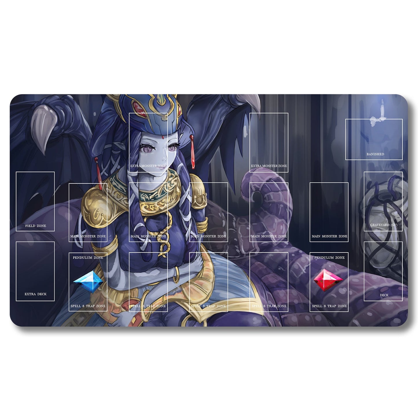 YUGIOH El Shaddoll Wendigo Playmat - Yugioh Size 23.6X13.7in Play mats Compatible for TCG OCG CCG Trading Card Game