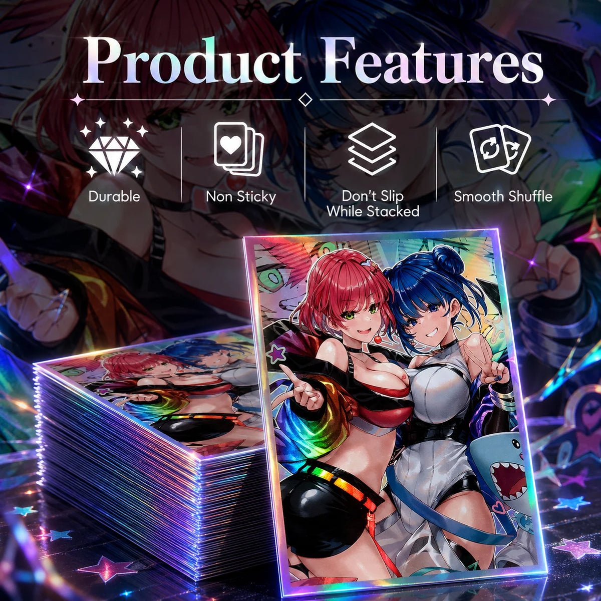 50PCS 63x90mm Holographic Card Sleeves Japanese Size Protector for YGO TCG Trading Cards Game Deck Shield