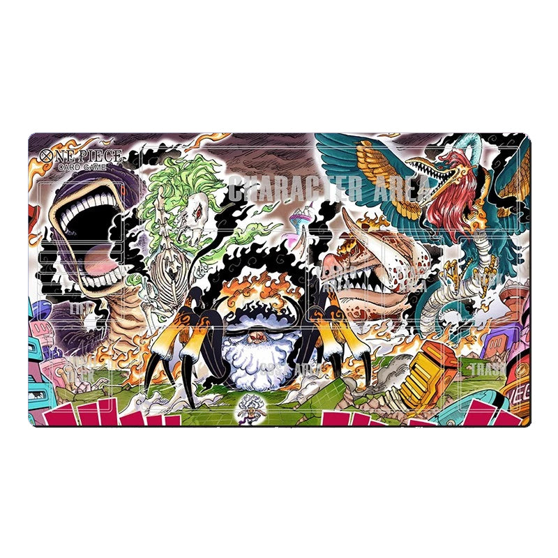 A rectangular canvas print featuring a highly detailed, colorful anime illustration with multiple characters and dramatic fantasy elements, shown against a plain white background.