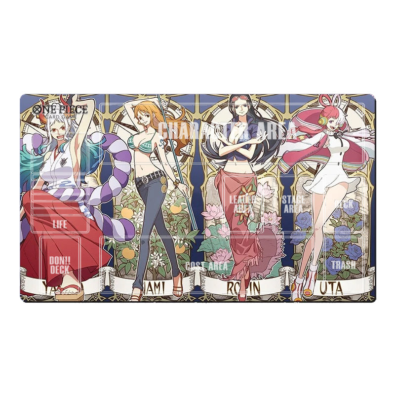 A rectangular One Piece anime-themed decorative plaque or print featuring four characters in a stained-glass style with the words CHAMBER OF THE AREA and character names below them, shown on a plain white background.