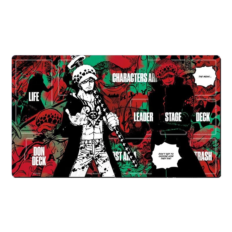 A rectangular illustrated product featuring a stylized black-and-white character on a red, green, and black graffiti-style background with text including 'CHARACTERS ARE', 'LIFE', 'LEADER', 'STAGE', 'DECK', and 'DON DECK'.