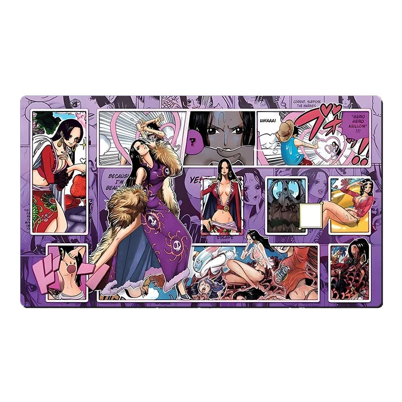 A rectangular anime-themed playmat featuring a collage of manga-style illustrations on a purple background, shown against a plain white backdrop.