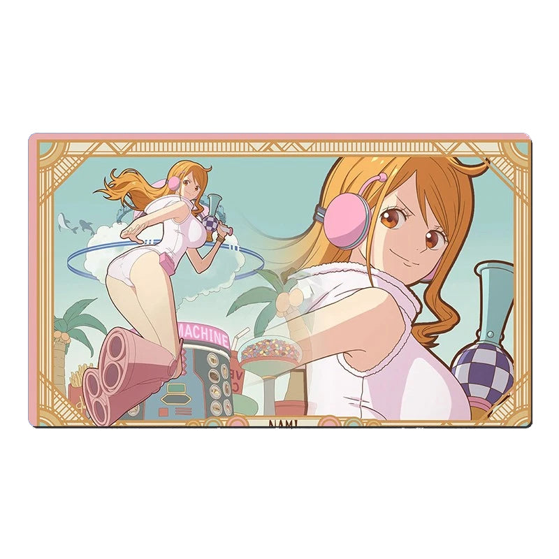 Illustration of a character with pink headphones and a pastel-colored background