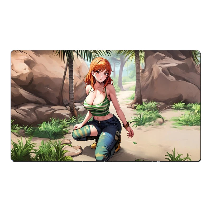 Animated character sitting on a rock in a jungle setting