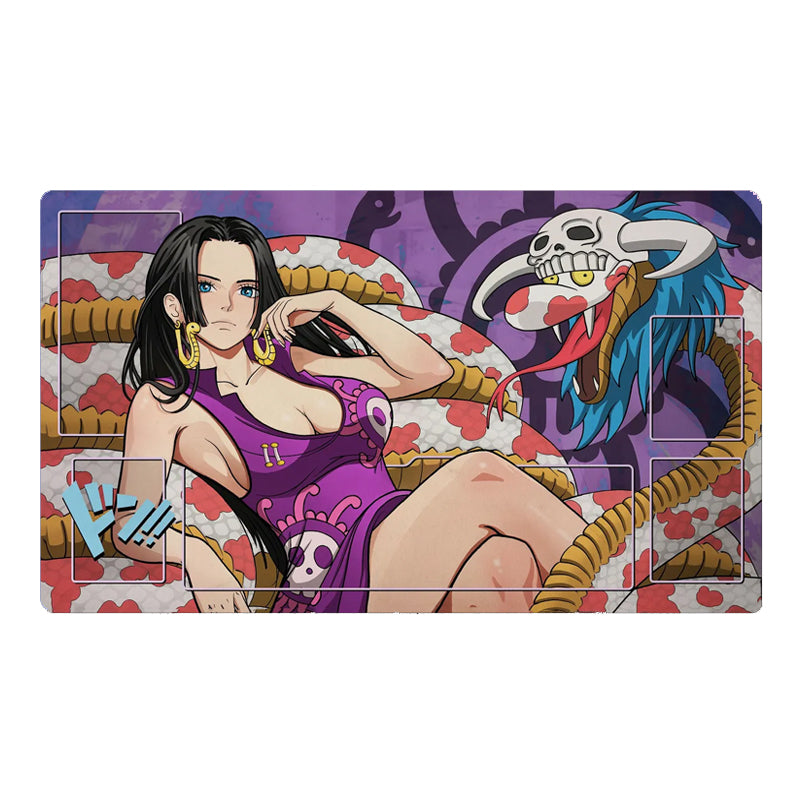 Laptop skin with anime-style design of a character in a purple outfit, dragon, and skull on a colorful background.