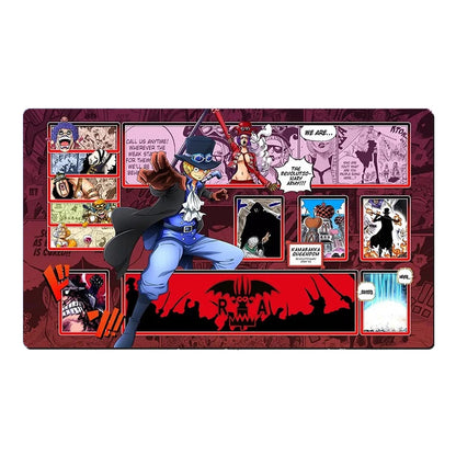 One Piece Sabo O-P Table Playmat OPCG TCG CCG Mouse Pad Trading Card Game Desk Mat Red