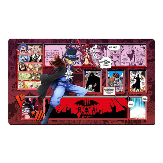 One Piece Sabo O-P Table Playmat OPCG TCG CCG Mouse Pad Trading Card Game Desk Mat Red