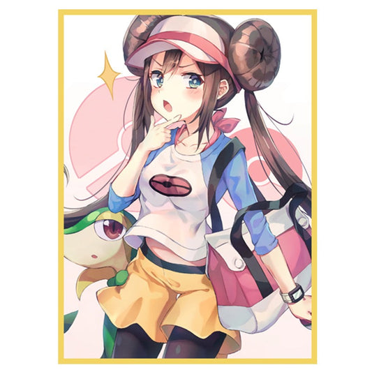60 PCS Trainer Rosa and Pokemon Snivy Holographic Card Sleeves