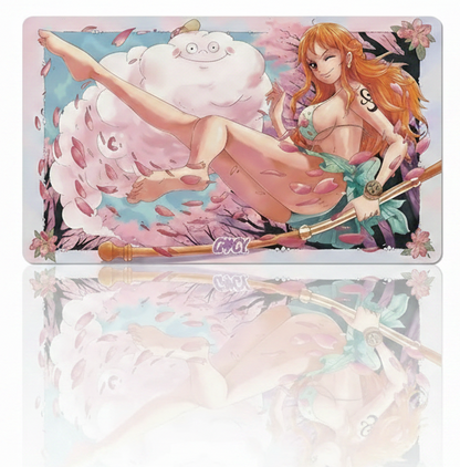 Card with an anime-style character on a reflective surface
