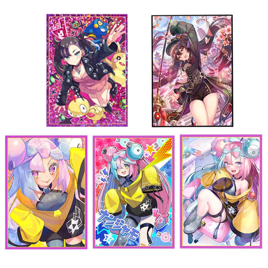 50PCS 66*91mm Anime Card Sleeves for PTCG/MGT/ Sports Card Trading Card Protector Holographic Cute Game Card Sleeves